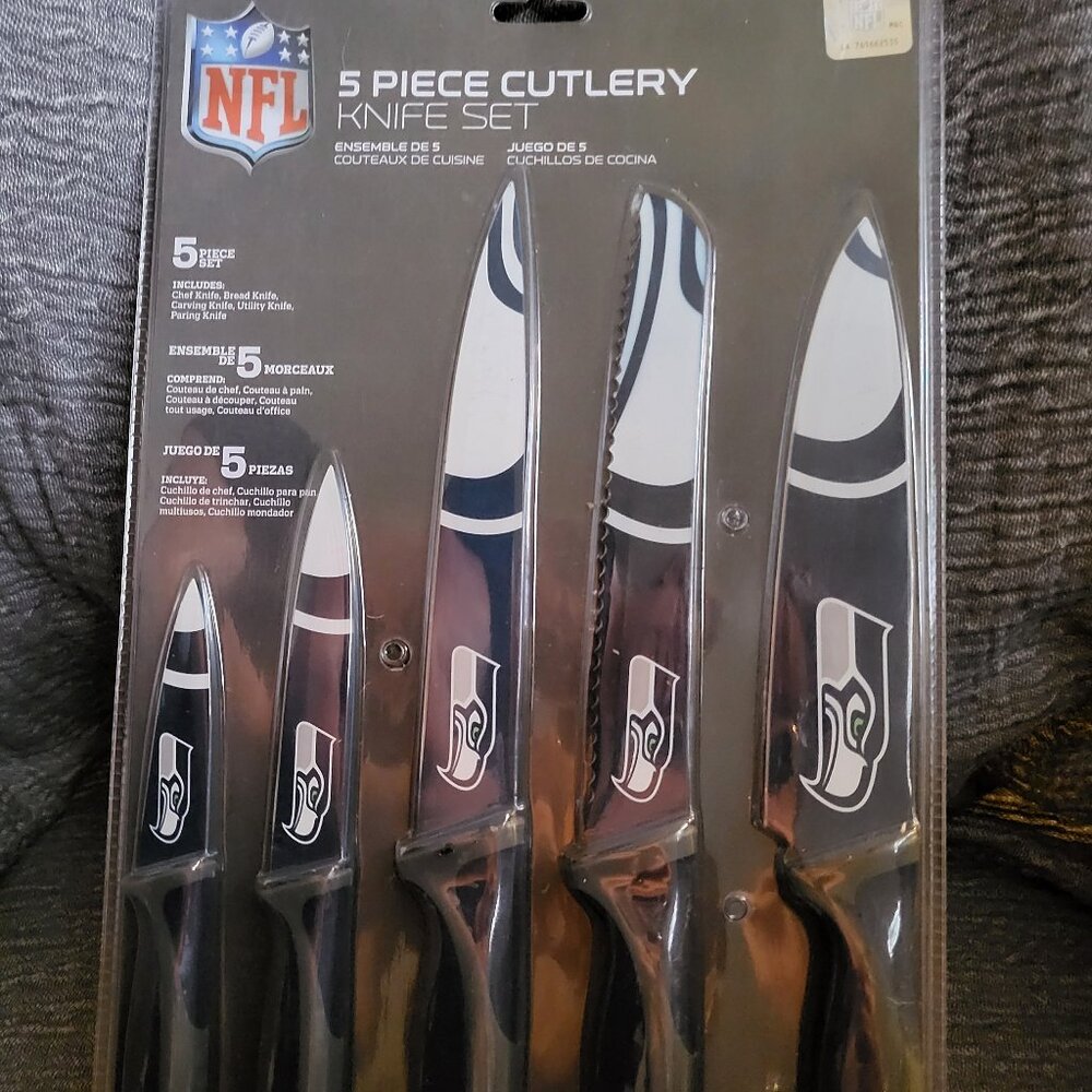 NIB. NFL 5-Piece Knife Set - Seattle Seahawks.